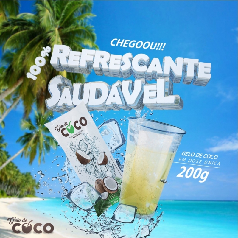 Gelo de Agua Coco para Eventos Pari - Gelo de Coco em Tubo 200 Ml